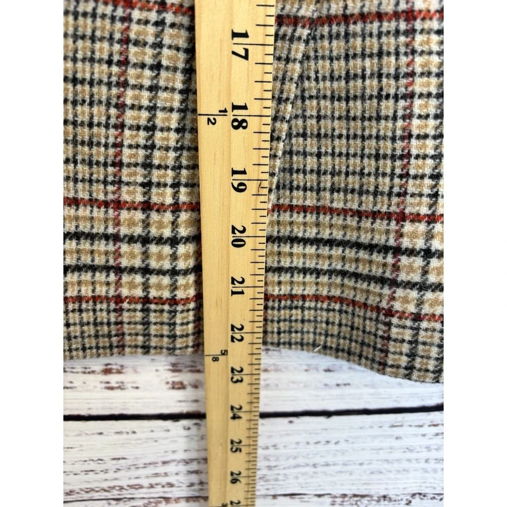 Talbots Wool Plaid Pencil Skirt Beige Red Black 10P M Lined Academia Timeless